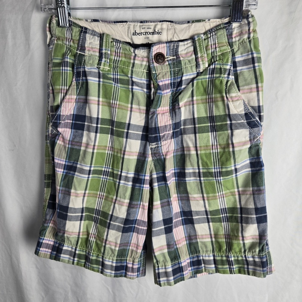 Abercrombie Kids Shorts Boys Size 12‎  Plaid  100% Cotton Button Fly Preppie